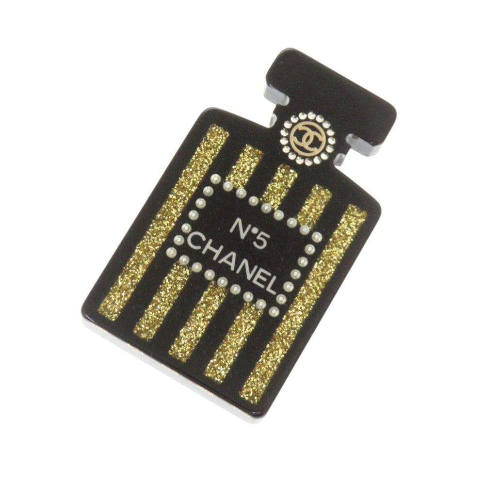 Chanel Perfume No. 5 Plastic Black Brooch Accessory 1430 CHANEL